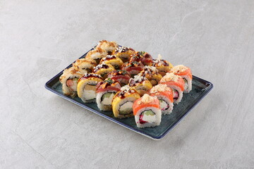 sushi set on the black stone