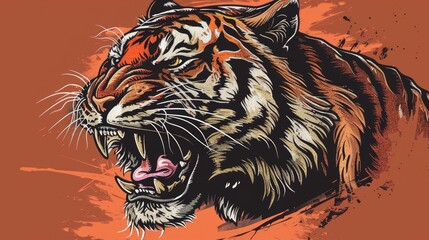 An eye catching varsity tiger design ready for printing on t shirts