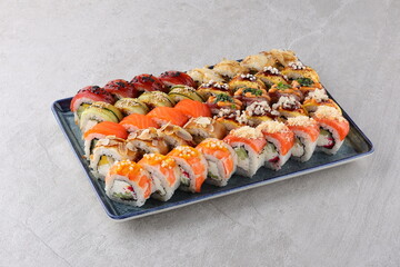 sushi set on the black stone