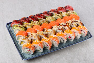 sushi set on the black stone