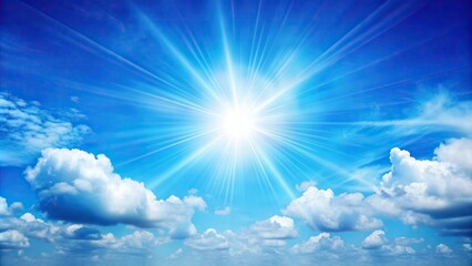 Sunbeam shining through the haze in a bright blue sky, sunbeam, haze, blue sky, sunlight, vertical, nature, peaceful, serene