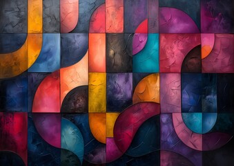 Fototapeta premium Abstract Expressionist Geometric Shapes Set 1 - Image 4 of 9 19.5MP