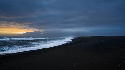 Hvalnes Nature Reserve black sand Beach at the foot of Eystrahorn Mountain in South East Iceland