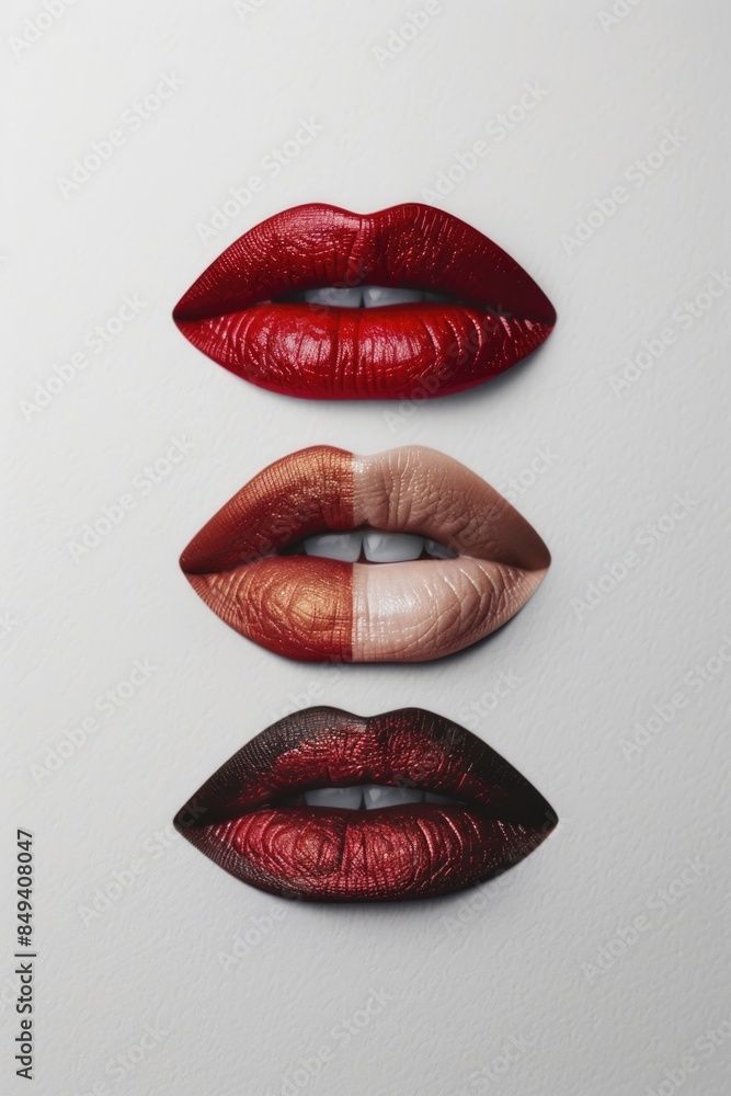Aufkleber A selection of lipsticks in various colors placed on a white background
