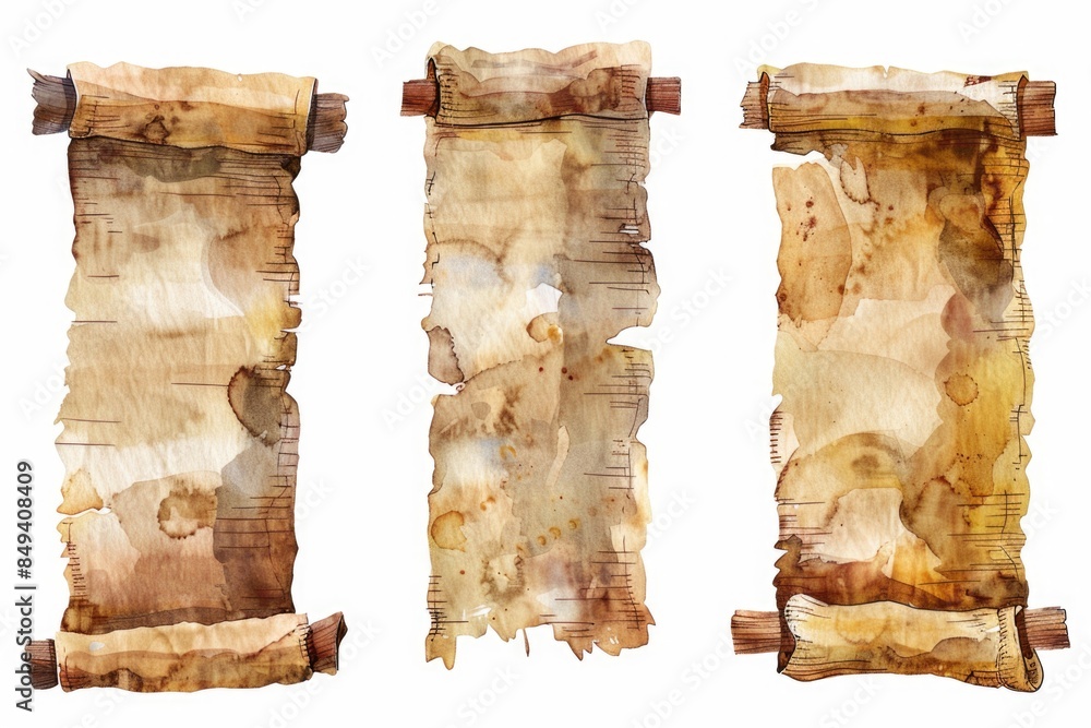 Poster a collection of papers with a wooden stick attached, suitable for use in various creative projects