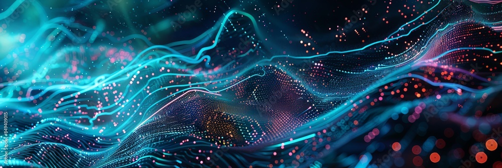 Aufkleber abstract visualization showing big data processing with intricate design, complex graphs, and digita