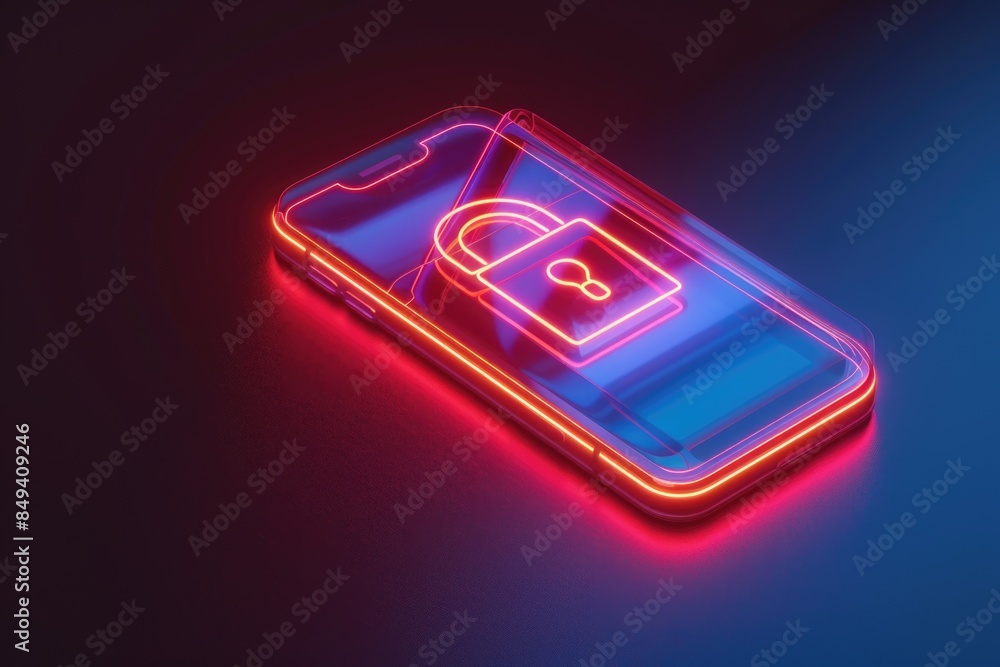 Poster A cell phone with a lock on the screen, useful for illustrating security and privacy concepts