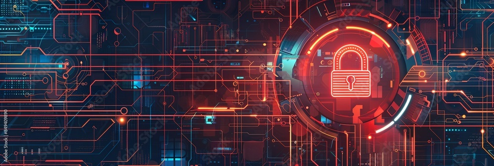 Aufkleber An abstract illustration depicting digital locks, shields, and network nodes protected by advanced AI algorithms. Generative AI