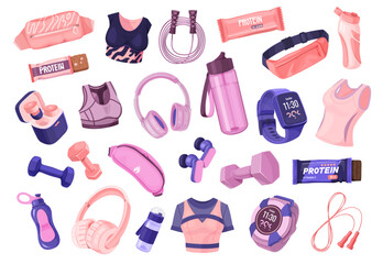 Collection of Fitness and Workout Equipment.