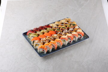 sushi set on the black stone