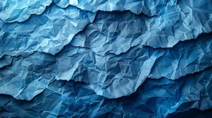 Obraz premium Color blue wrinkled paper with rough grain garbage on old blank color background
