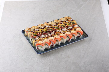 sushi set on the black stone