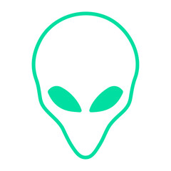  silhouette of A green alien head with large eyes 