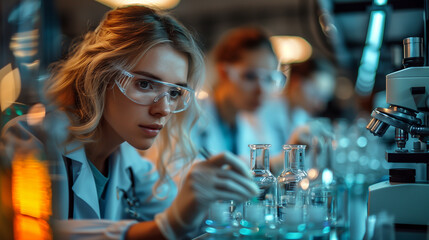 medical research team analyzing data in a research lab .