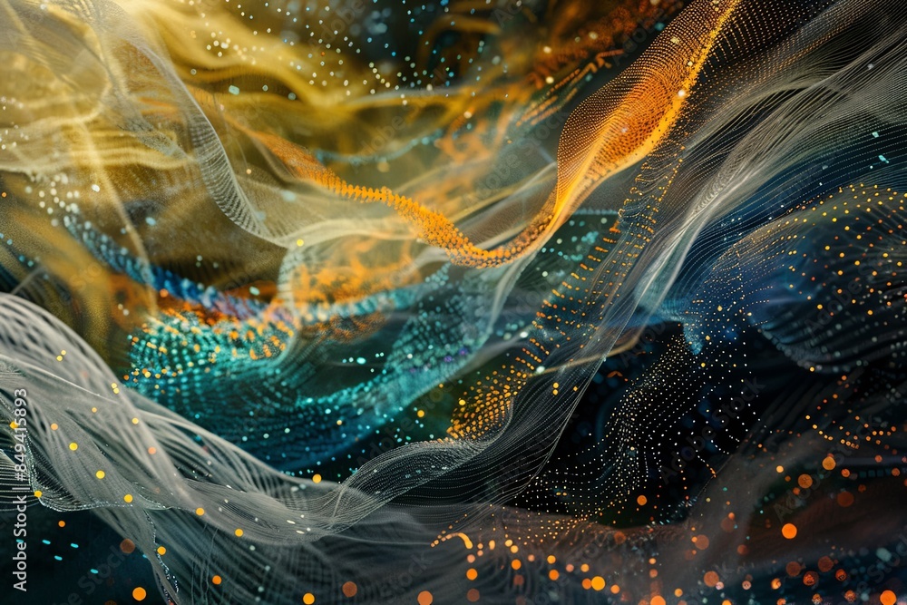 Fototapete an abstract visualization of big data, showcasing intricate and dynamic information streams and digi