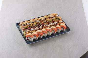 sushi set on the black stone