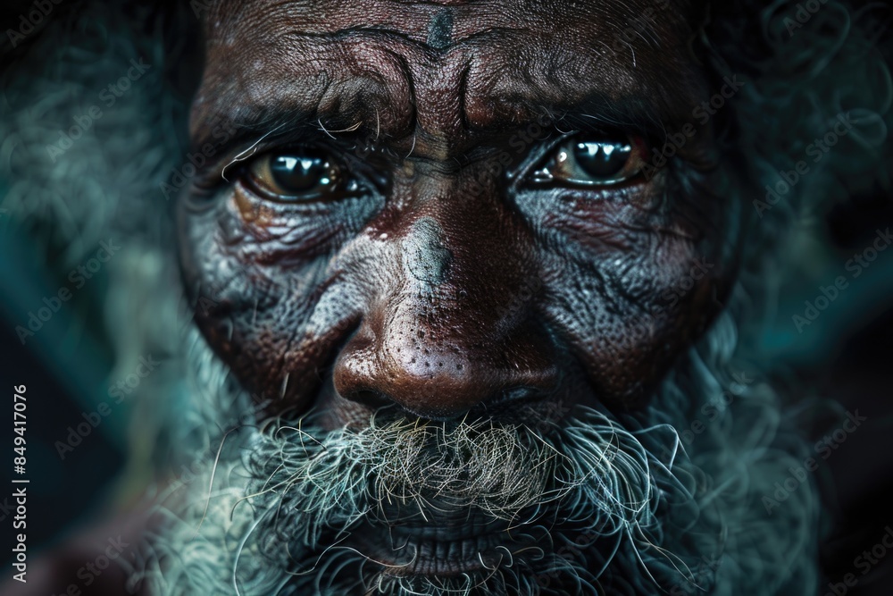 Aufkleber A close-up shot of a man's face with a long beard, suitable for use in editorial or commercial contexts
