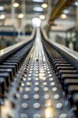 Obraz premium Conveyor belt transporting bottles, industrial scene