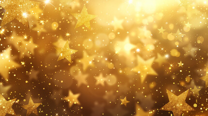 A golden background with sparkling stars and glitter, creating an elegant atmosphere for mobile phone wallpaper or festive decoration. The overall color scheme is warm brown, adding to the luxurious f
