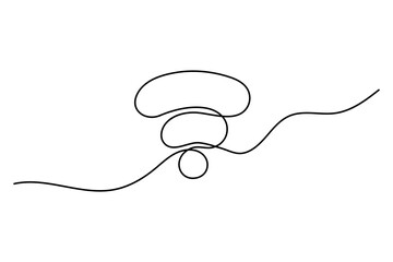 Continuous line drawing of Wi-Fi signal icon. One line drawing background. Vector illustration. Line art of Wi-Fi icon