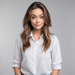 portrait of a happy business woman isolated white background