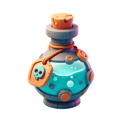 3d posion bottle game asset. 3d render isolated transparent.	
