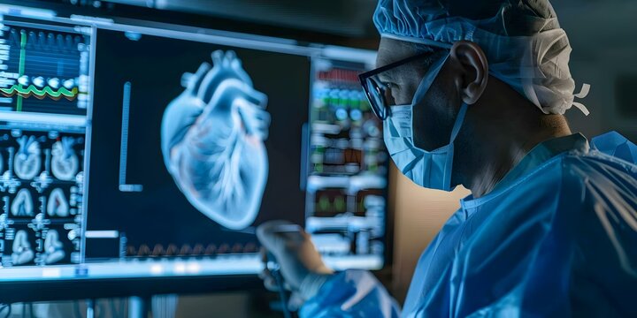 Utilizing MRI 3D Scan for Post-Heart Attack Heart Examination by Cardiologist in ICU. Concept MRI 3D Scan, Post-Heart Attack, Heart Examination, Cardiologist, ICU