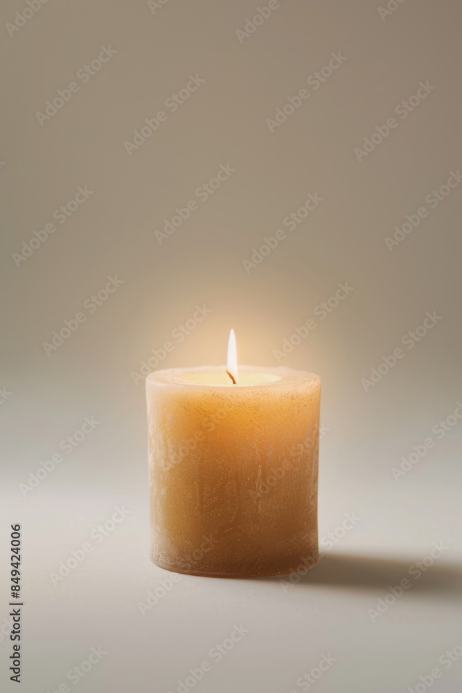 Poster a single lit candle placed on a table