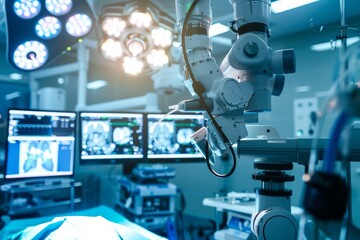 New technology robot working in operation room in the future.