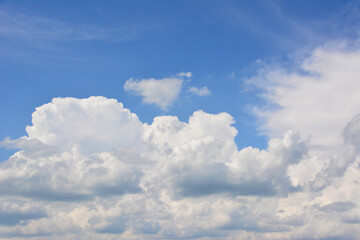 beautiful cloudscape with white clouds and blue sky copy space  