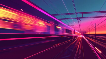 Fototapeta premium illustration light speed using train