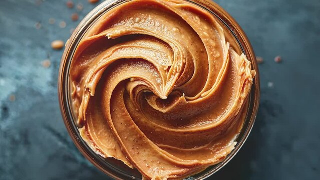 Close-Up Shot of Creamy Peanut Butter in a Jar