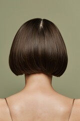 Profile view of a woman's head with short brown hair