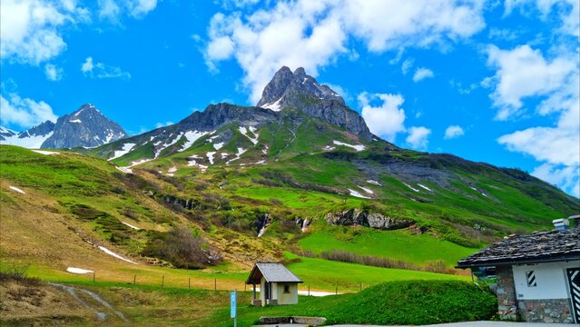 Flex pass - Z&uuml;rs - fantastic landscape at the pass with mountains
