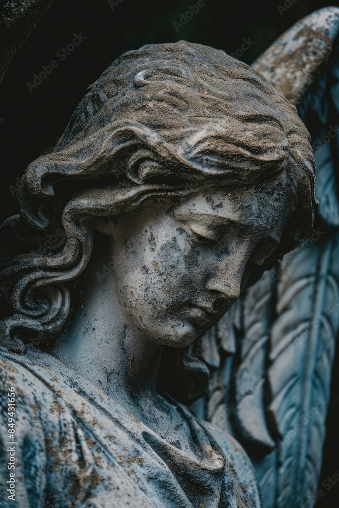 Poster A detailed view of a statue of an angel, suitable for use in devotional or decorative contexts