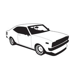 japan retro car black and white vector