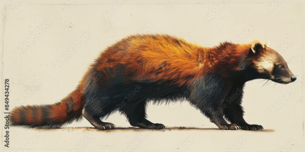 Poster a close-up view of a red panda sitting on a white background, looking directly at the camera