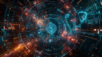 A futuristic and sophisticated depiction of cybersecurity elements, including digital locks, shields, and network nodes, protected by AI algorithms. Generative AI