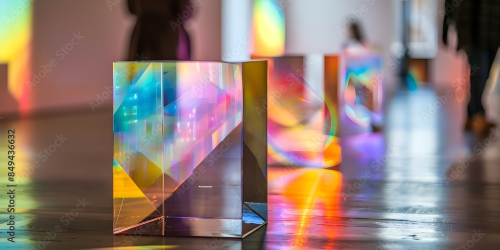 Poster exploring the fascinating phenomenon of prisms and light refraction through an interactive exhibit. 