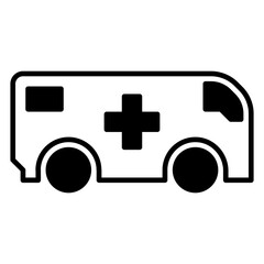 Ambulance icon or logo illustration outline black style