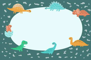 Childrens dinosaurs set, baby animals background. Dinosaurs characters collection, bundle. Can used for stickers, posters. Doodle baby animals for kids design.
