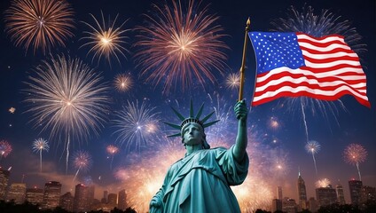 Naklejka premium Happy 4th of July. USA Independence Day. Generative Ai.