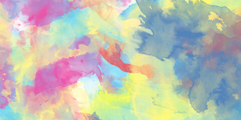 abstract Colorful and bright watercolor background texture with grunge watercolor splashes. . Creative artwork, soft and blurry watercolor texture perfect for presentation and design.	