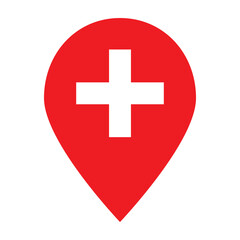 Medical location icon, location gradient icon, hospital location icon.