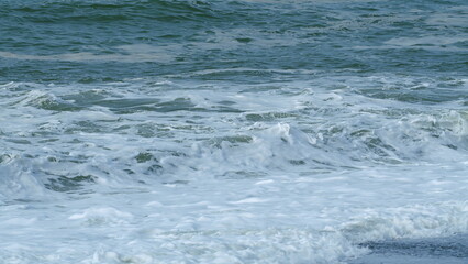 Powerful Stormy Sea Waves. Large Heavy Wave Breaking. Big Splash Sea Waves. Slow motion.