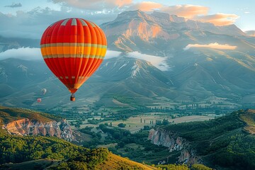 Naklejka premium Take to the skies in a hot air balloon and experience the beauty of the world from above