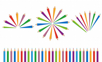 Wektorowa illustracja kolorowe kredki na tle w kropeczki © Ana CPP