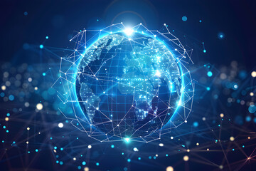 Obraz premium global network,technology line and digital,world shere,technology background