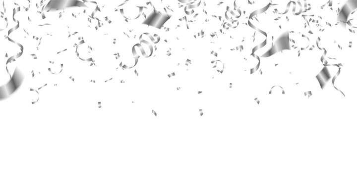 celebration luxury with silver confetti for greeting, holiday, birthday party on background