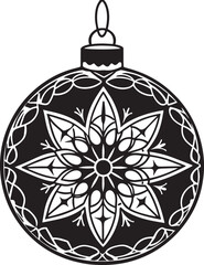 christmas ornament illustration black and white